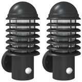 Outdoor Wall Lights with Sensors 2pcs Black Stainless Steel