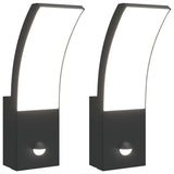 Outdoor LED Wall Lights with Sensors 2pcs Black Die-cast Aluminium