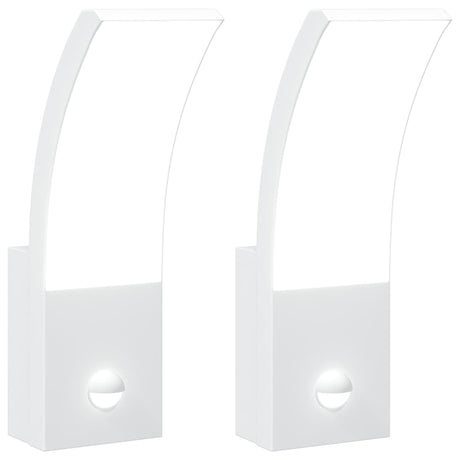 Outdoor LED Wall Lights with Sensors 2pcs White Die-cast Aluminium
