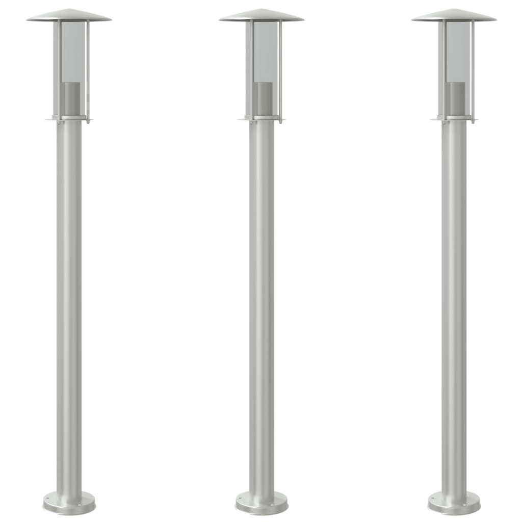 Outdoor Floor Lamps 3pcs Silver 100 cm Stainless Steel