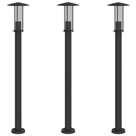 Outdoor Floor Lamps 3pcs Black 100 cm Stainless Steel