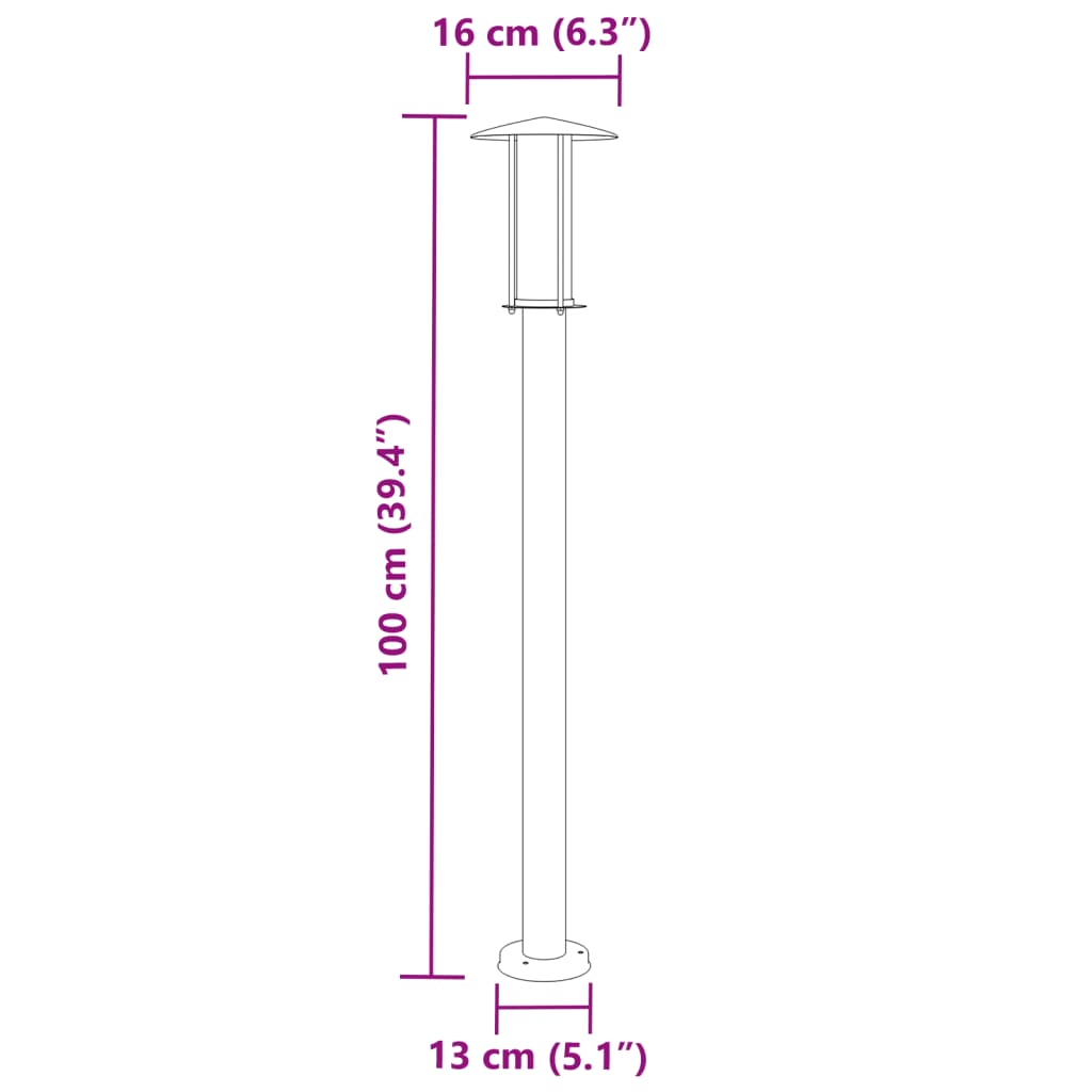 Outdoor Floor Lamps 3pcs Black 100 cm Stainless Steel