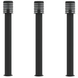 Outdoor Floor Lamps 3pcs Black 110cm Stainless Steel