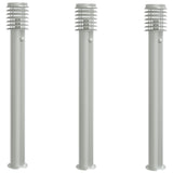 Outdoor Floor Lamps with Sensors 3pcs Silver 110cm Stainless Steel