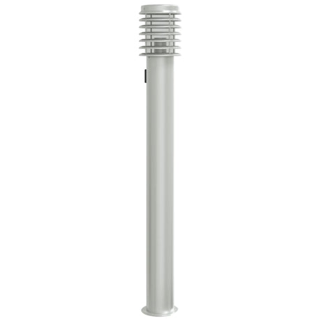 Outdoor Floor Lamp with Outlet Silver 110cm Stainless Steel