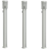 Outdoor Floor Lamps with Outlet 3pcs Silver 110cm Stainless Steel