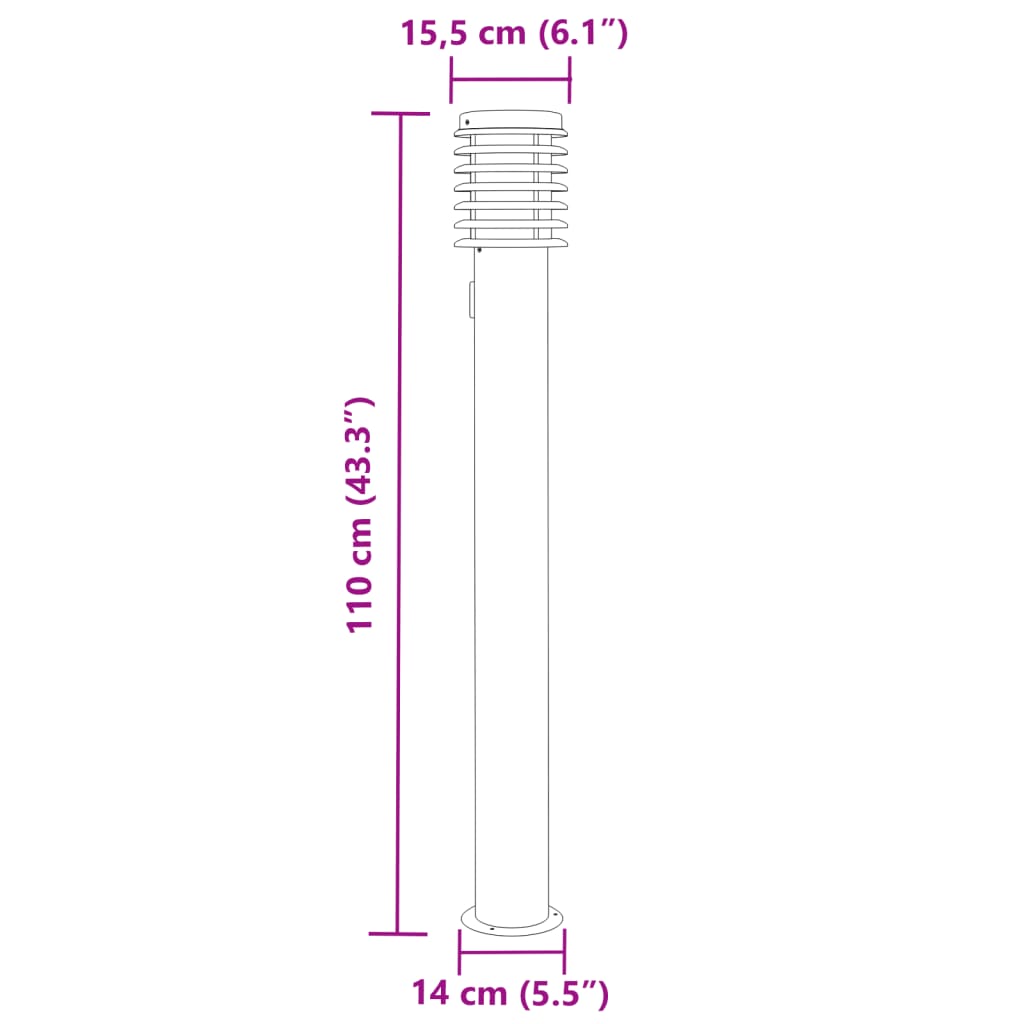 Outdoor Floor Lamps with Outlet 3pcs Silver 110cm Stainless Steel