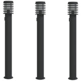 Outdoor Floor Lamps with Outlet 3pcs Black 110cm Stainless Steel