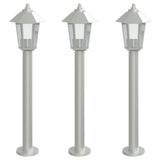 Outdoor Floor Lamps 3pcs Silver 80 cm Stainless Steel