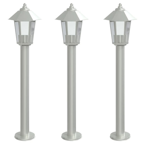 Outdoor Floor Lamps 3pcs Silver 80 cm Stainless Steel