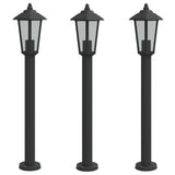 Outdoor Floor Lamps 3pcs Black 80 cm Stainless Steel