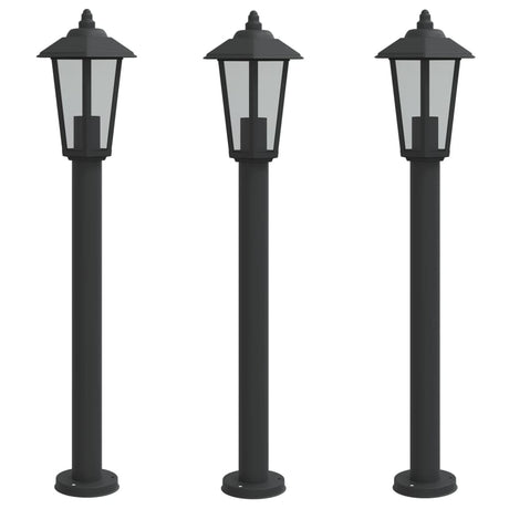 Outdoor Floor Lamps 3pcs Black 80 cm Stainless Steel