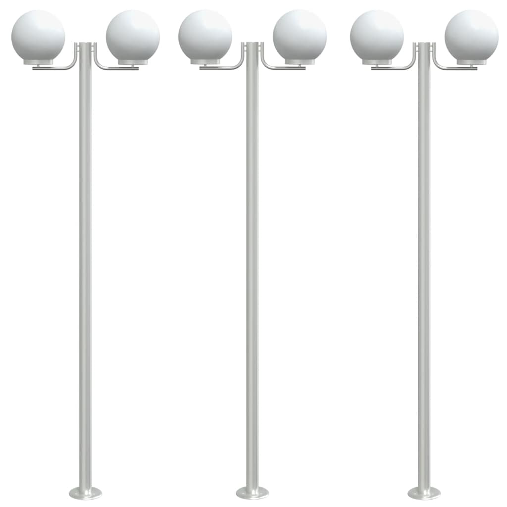 Outdoor Floor Lamps 3pcs Silver 215 cm Stainless Steel