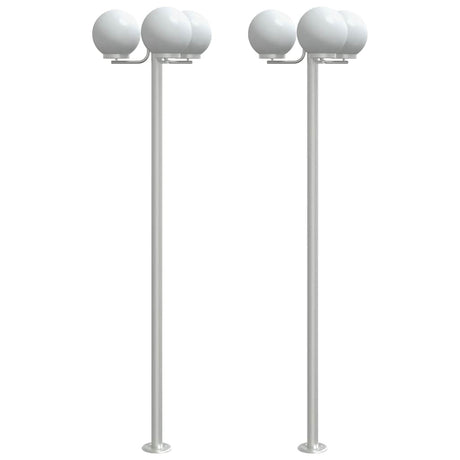 Outdoor Floor Lamps 2 pcs Silver 215 cm Stainless Steel