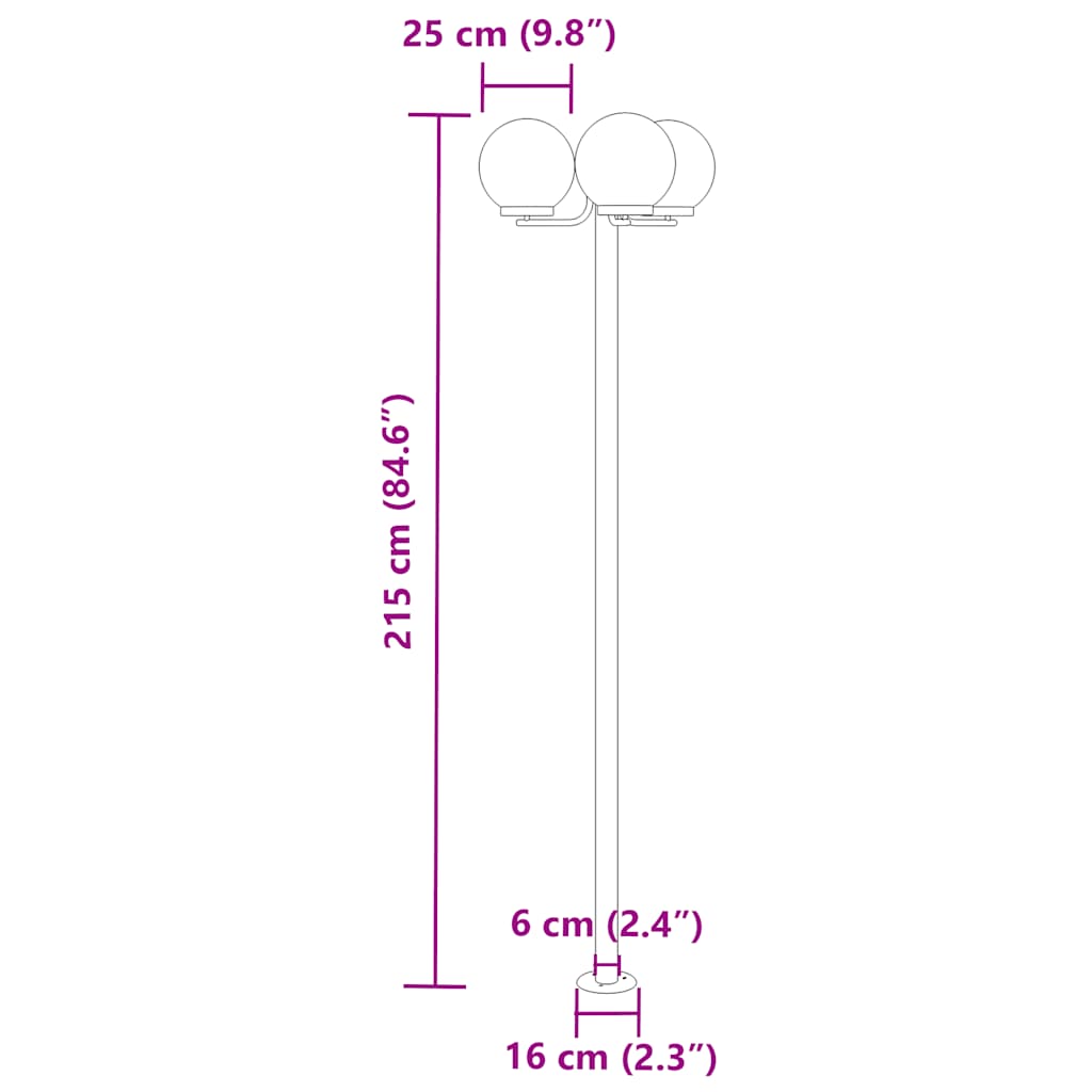 Outdoor Floor Lamps 2 pcs Silver 215 cm Stainless Steel