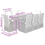 9 Piece Garden Dining Set with Cushions Grey Poly Rattan