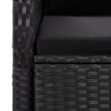 9 Piece Garden Dining Set with Cushions Black Poly Rattan