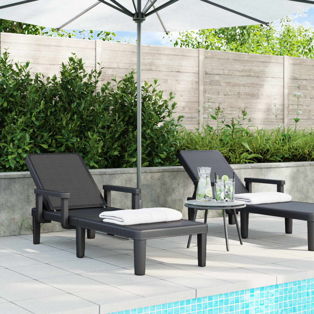 4-Way Height Adjustable Sun Lounger 155.5x57x28 cm Polypropylene