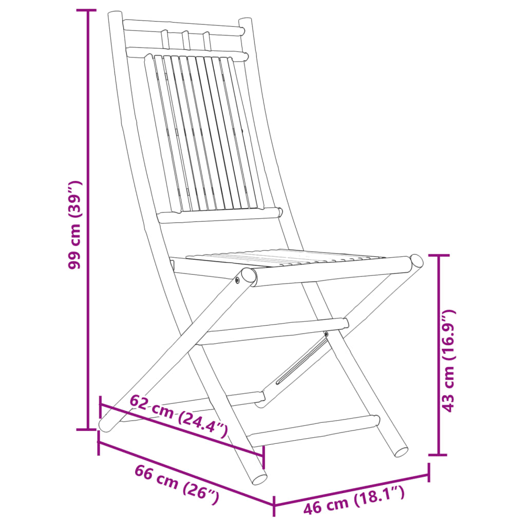 Folding Garden Chairs 6 pcs 46x66x99 cm Bamboo