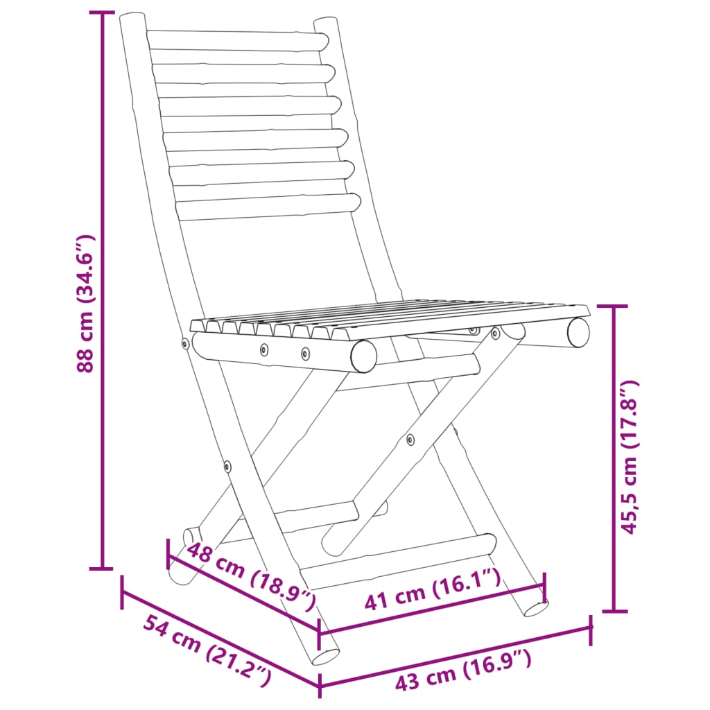 Folding Garden Chairs 6 pcs 43x54x88 cm Bamboo