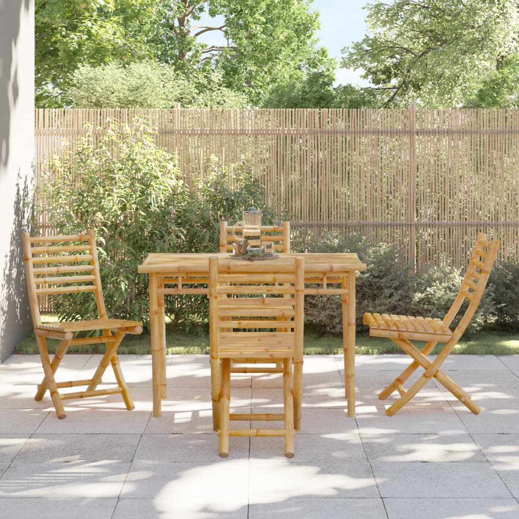 5 Piece Garden Dining Set Bamboo