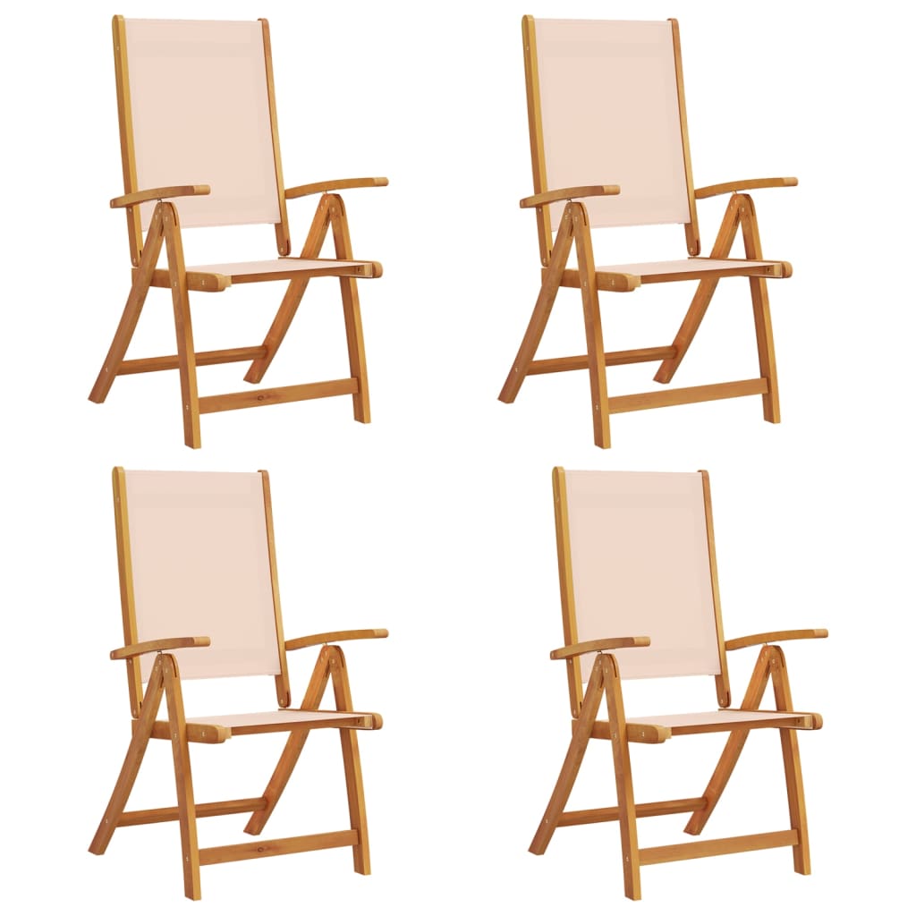 Folding Garden Chairs 4 pcs Solid Wood Acacia and Textilene