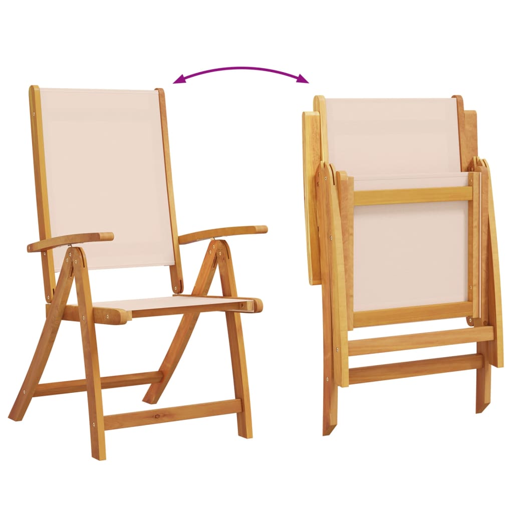 Folding Garden Chairs 4 pcs Solid Wood Acacia and Textilene