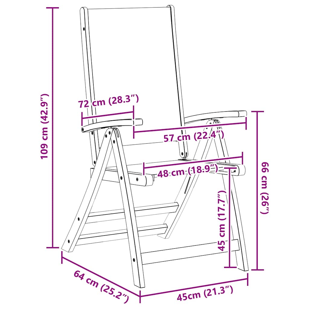 Folding Garden Chairs 4 pcs Solid Wood Acacia and Textilene