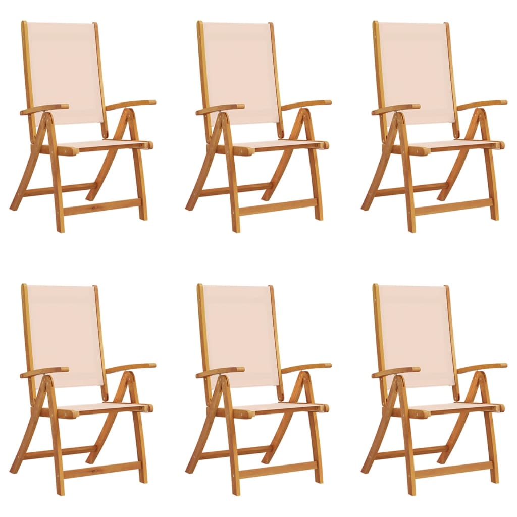 Folding Garden Chairs 6 pcs Solid Wood Acacia and Textilene