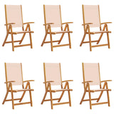 Folding Garden Chairs 6 pcs Solid Wood Acacia and Textilene