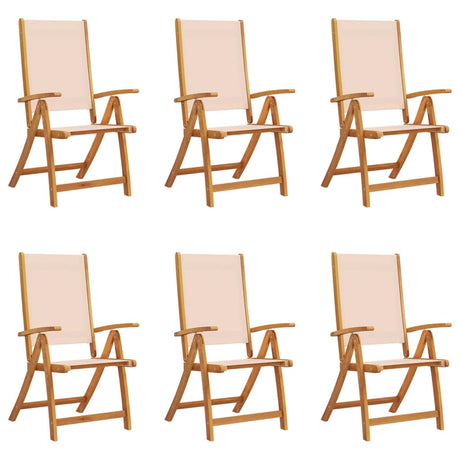 Folding Garden Chairs 6 pcs Solid Wood Acacia and Textilene