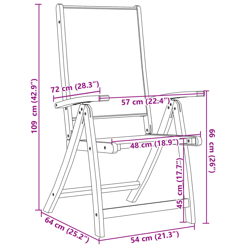 Folding Garden Chairs 6 pcs Solid Wood Acacia and Textilene