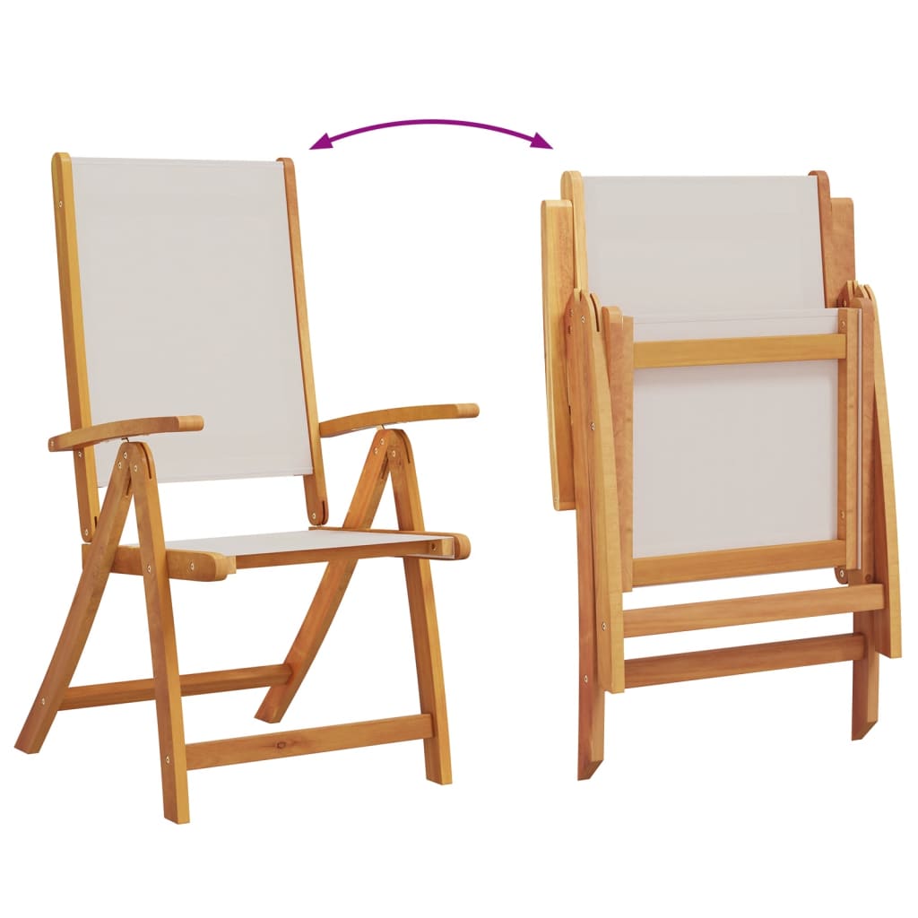 Folding Garden Chairs 4 pcs Solid Wood Acacia and Textilene