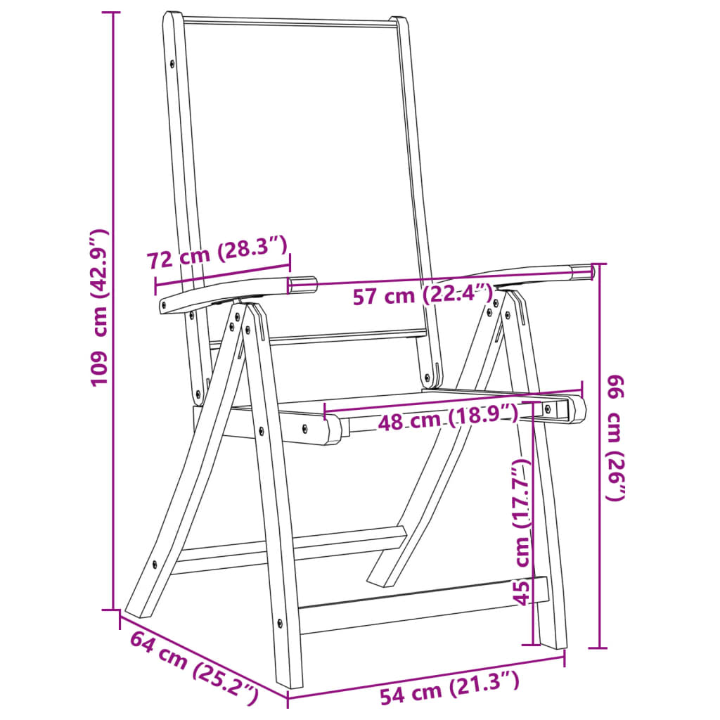 Folding Garden Chairs 4 pcs Solid Wood Acacia and Textilene