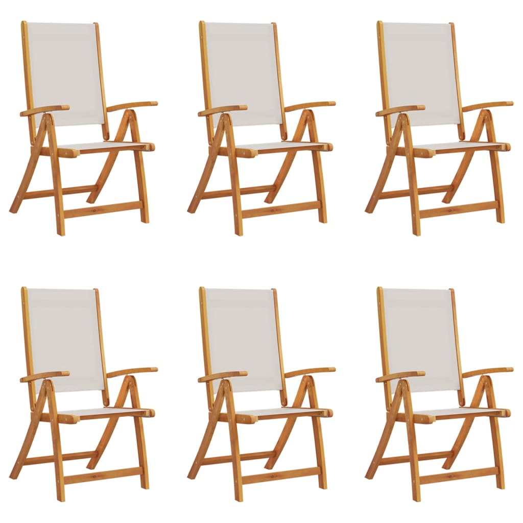 Folding Garden Chairs 6 pcs Solid Wood Acacia and Textilene