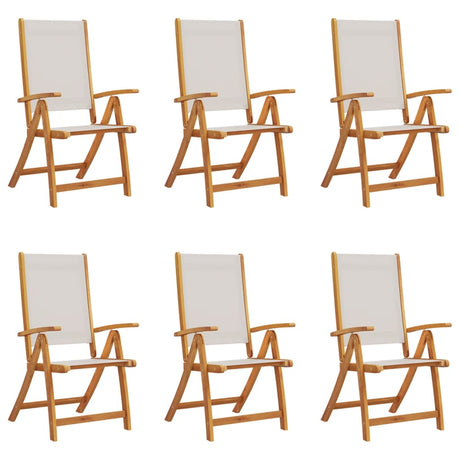 Folding Garden Chairs 6 pcs Solid Wood Acacia and Textilene