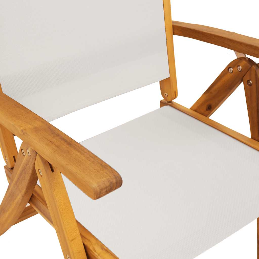 Folding Garden Chairs 8 pcs Solid Wood Acacia and Textilene