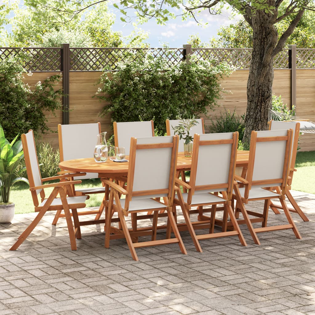 Folding Garden Chairs 8 pcs Solid Wood Acacia and Textilene