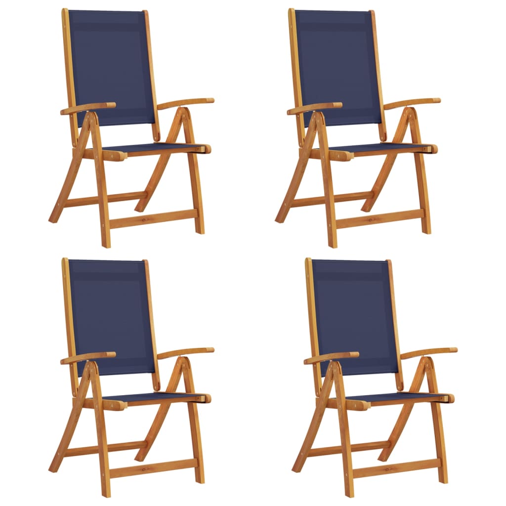 Folding Garden Chairs 4 pcs Solid Wood Acacia and Textilene