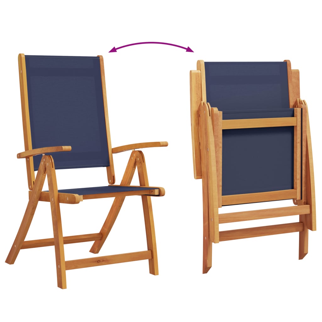 Folding Garden Chairs 4 pcs Solid Wood Acacia and Textilene