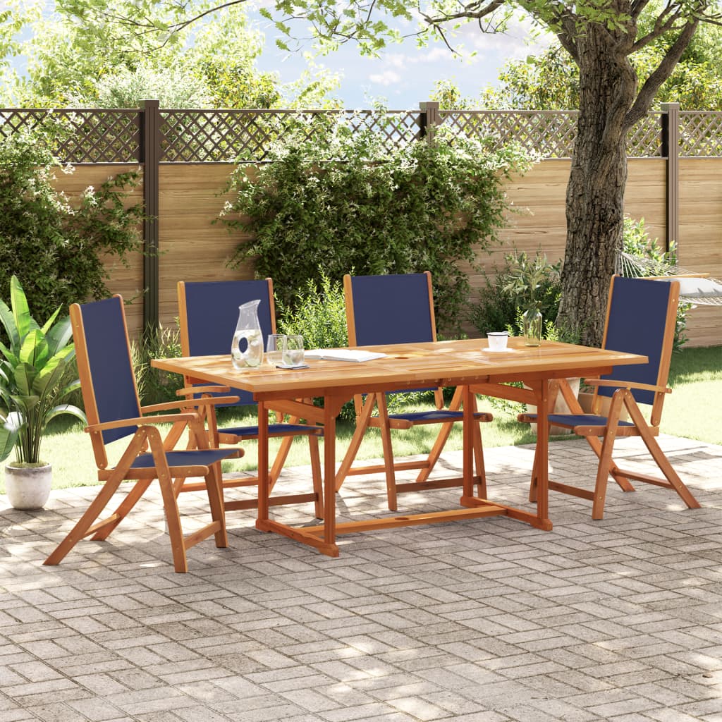 Folding Garden Chairs 4 pcs Solid Wood Acacia and Textilene