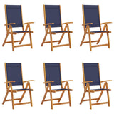 Folding Garden Chairs 6 pcs Solid Wood Acacia and Textilene