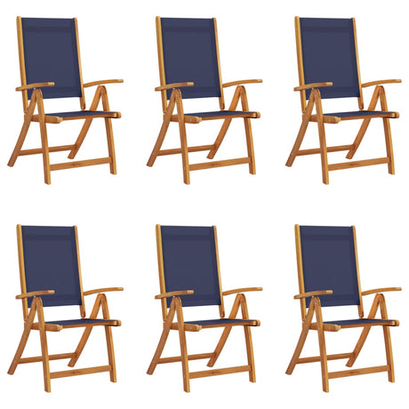 Folding Garden Chairs 6 pcs Solid Wood Acacia and Textilene