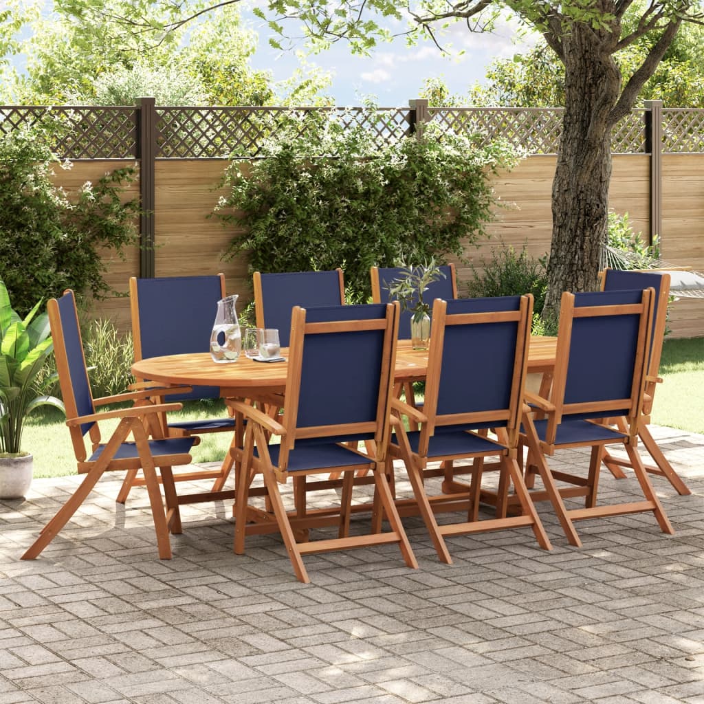 Folding Garden Chairs 8 pcs Solid Wood Acacia and Textilene