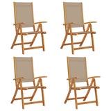 Folding Garden Chairs 4 pcs Solid Wood Acacia and Textilene