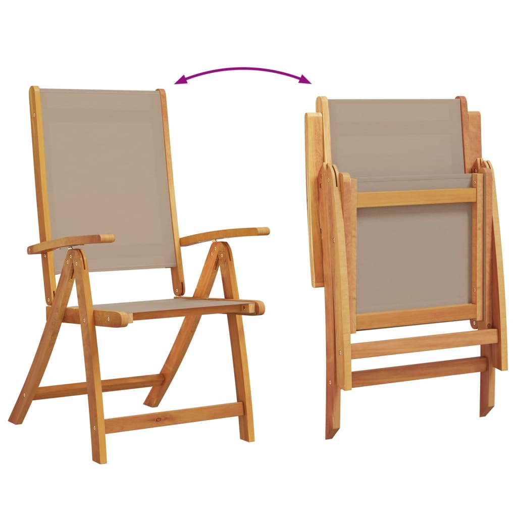 Folding Garden Chairs 4 pcs Solid Wood Acacia and Textilene