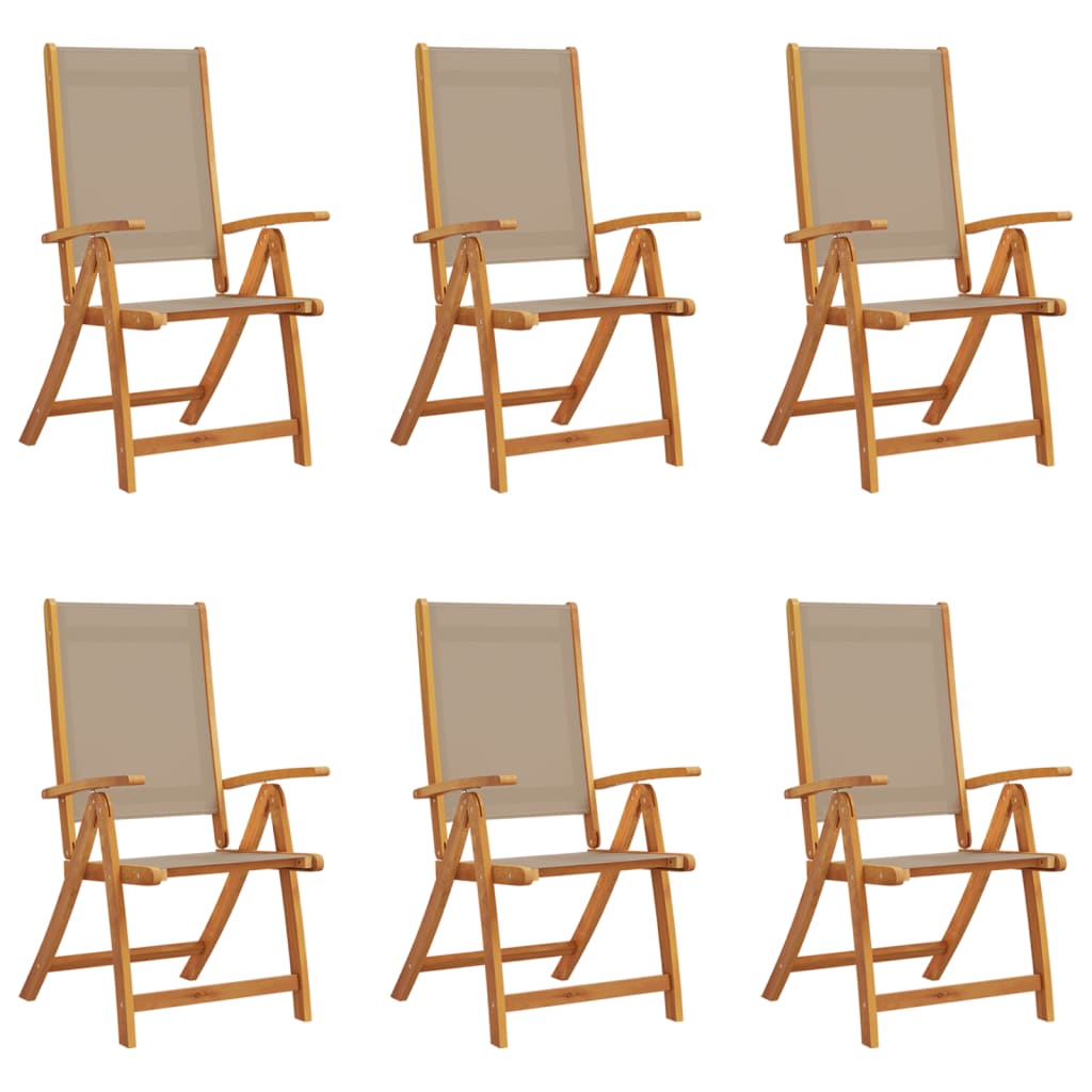 Folding Garden Chairs 6 pcs Solid Wood Acacia and Textilene