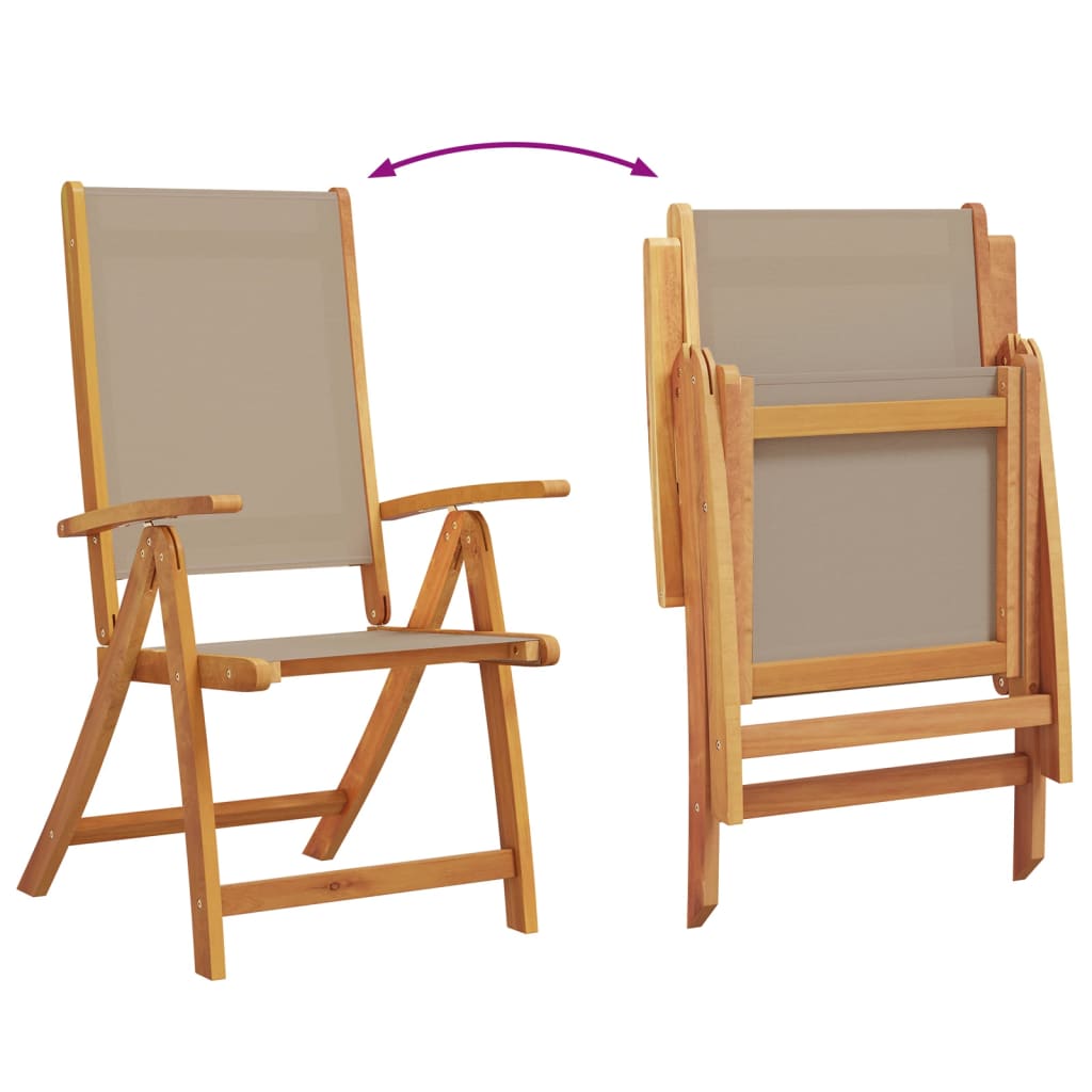 Folding Garden Chairs 6 pcs Solid Wood Acacia and Textilene