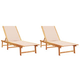 Sun Loungers 2 pcs Cream Solid Wood Acacia and Textilene