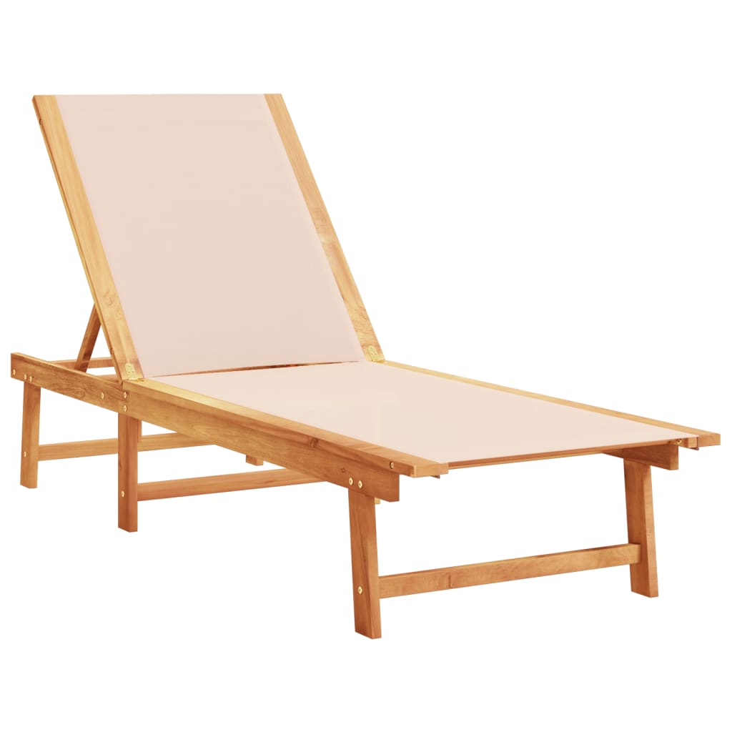 Sun Loungers 2 pcs Cream Solid Wood Acacia and Textilene